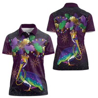 Faux Glitter Funny Mardi Gras Pelican Women Polo Shirt Party Vibes - Wonder Print Shop