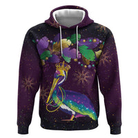 Faux Glitter Funny Mardi Gras Pelican Zip Hoodie Party Vibes - Wonder Print Shop