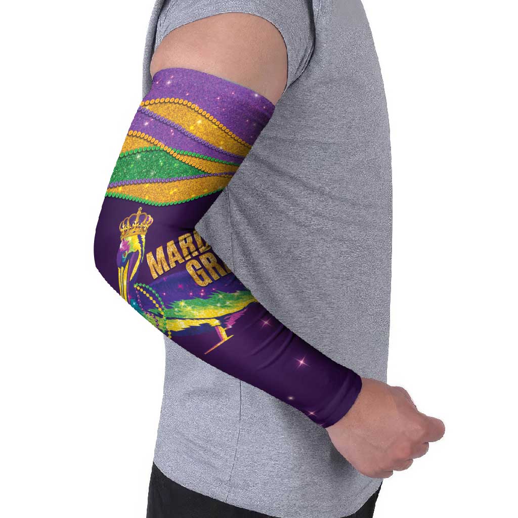 Faux Glitter Mardi Gras Pelican Arm Sleeves - Wonder Print Shop