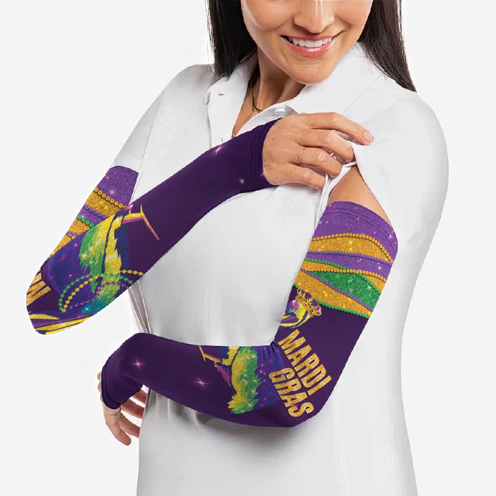 Faux Glitter Mardi Gras Pelican Arm Sleeves - Wonder Print Shop