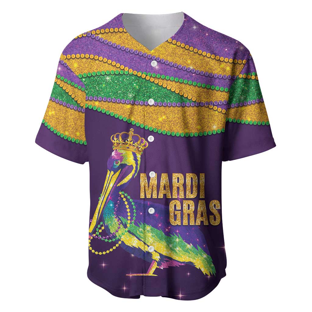 Faux Glitter Mardi Gras Pelican Baseball Jersey - Wonder Print Shop