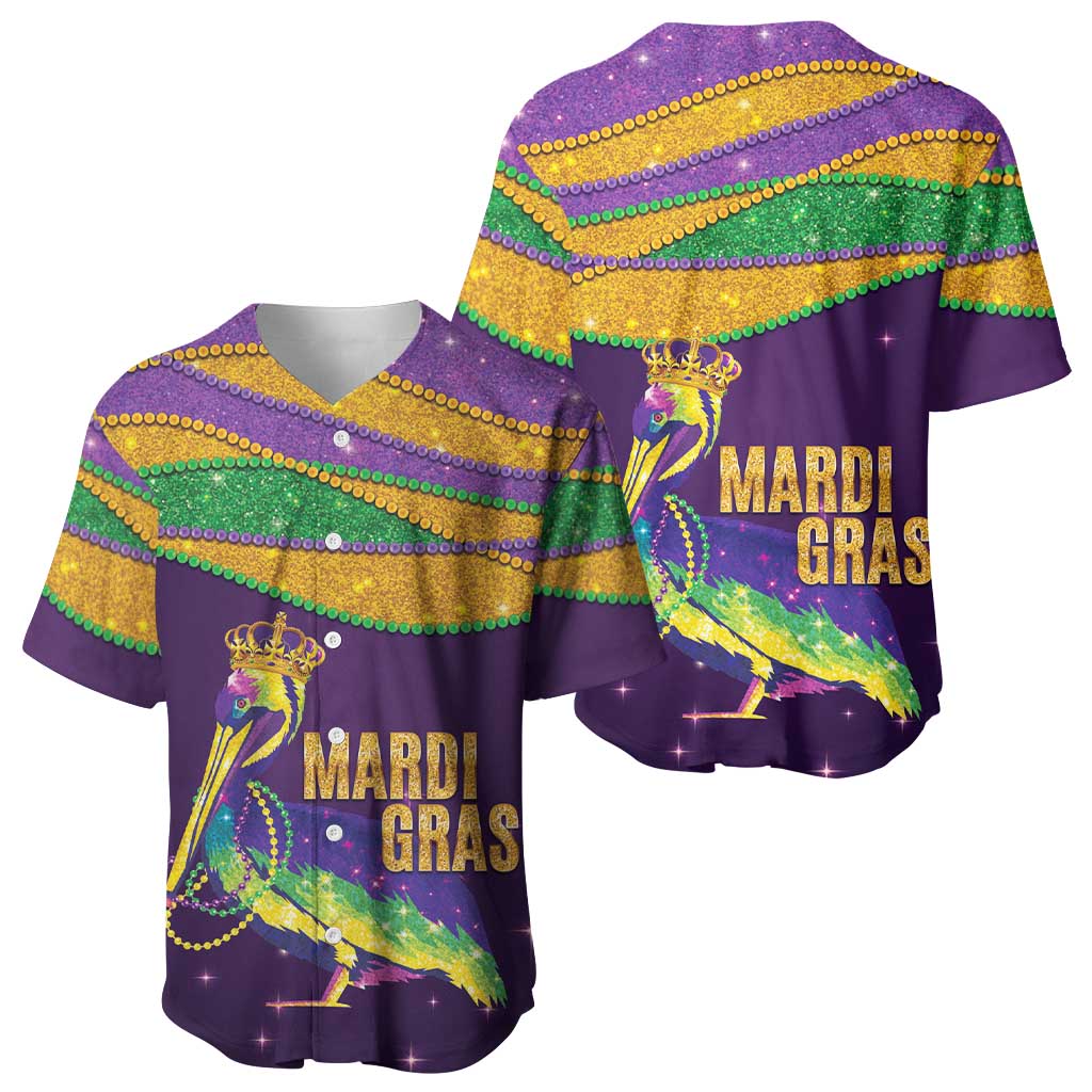 Faux Glitter Mardi Gras Pelican Baseball Jersey - Wonder Print Shop