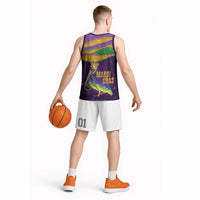 Faux Glitter Mardi Gras Pelican Basketball Jersey - Wonder Print Shop