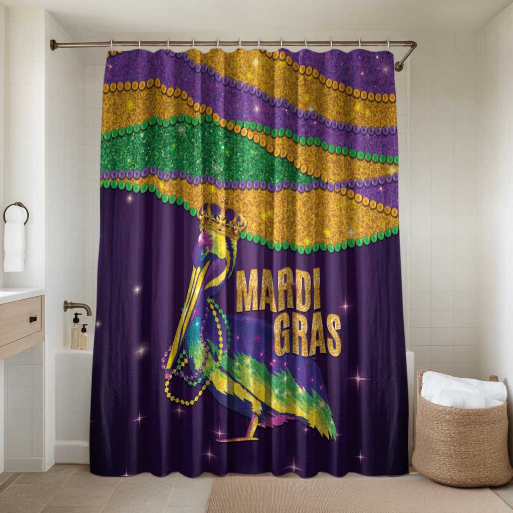 Faux Glitter Mardi Gras Pelican Bathroom Set - Wonder Print Shop