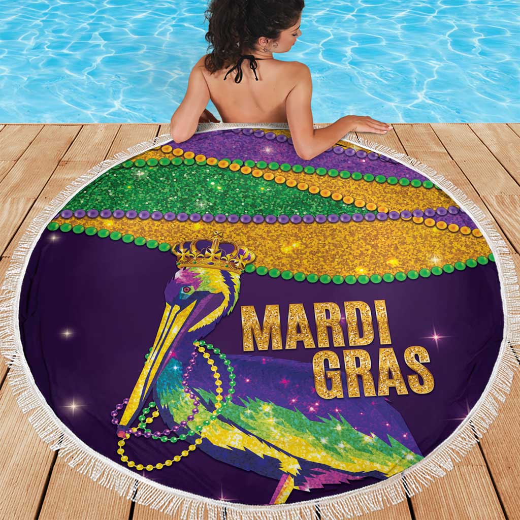 Faux Glitter Mardi Gras Pelican Beach Blanket - Wonder Print Shop