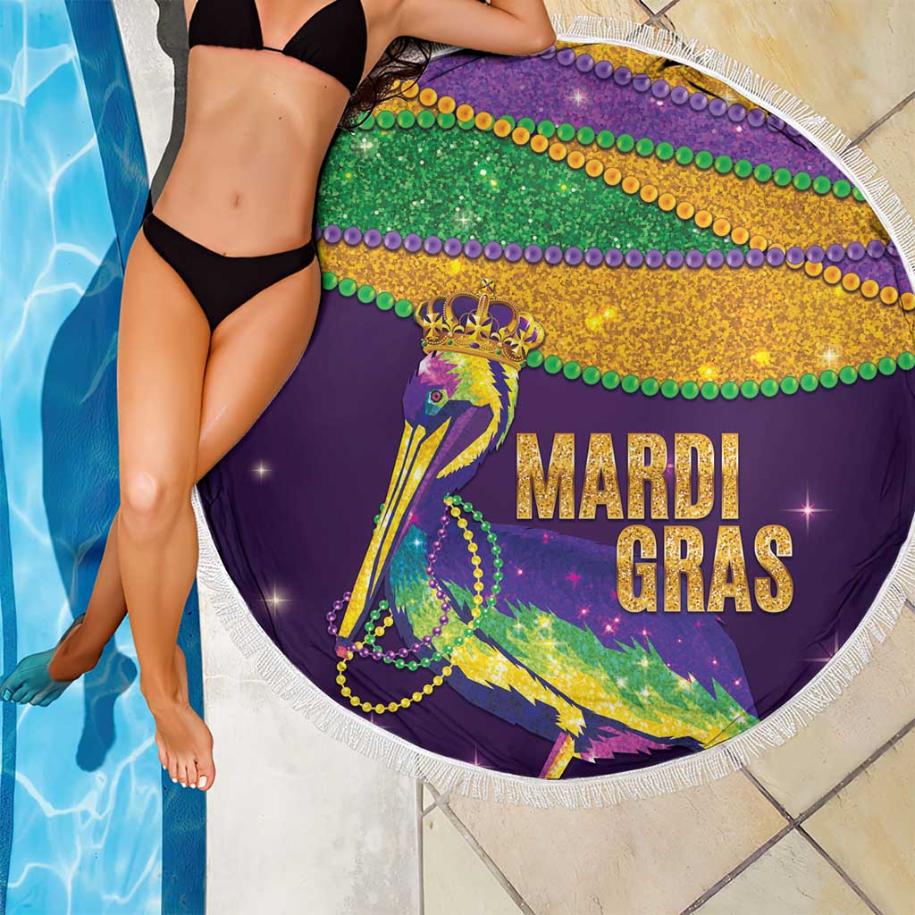 Faux Glitter Mardi Gras Pelican Beach Blanket - Wonder Print Shop