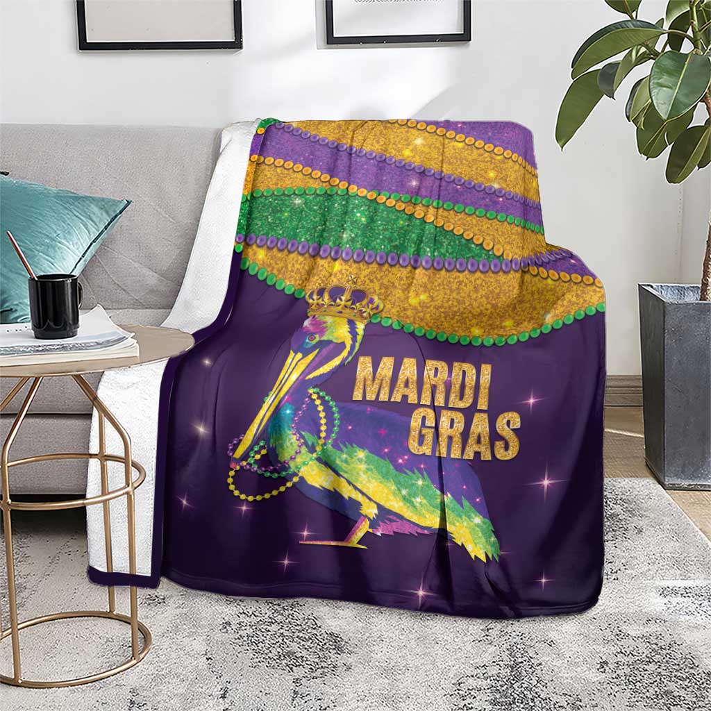 Faux Glitter Mardi Gras Pelican Blanket - Wonder Print Shop