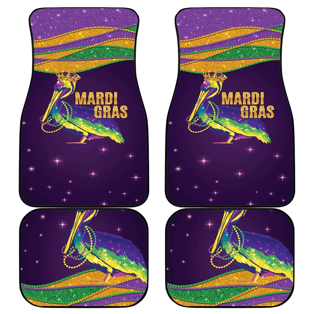 Faux Glitter Mardi Gras Pelican Car Mats - Wonder Print Shop