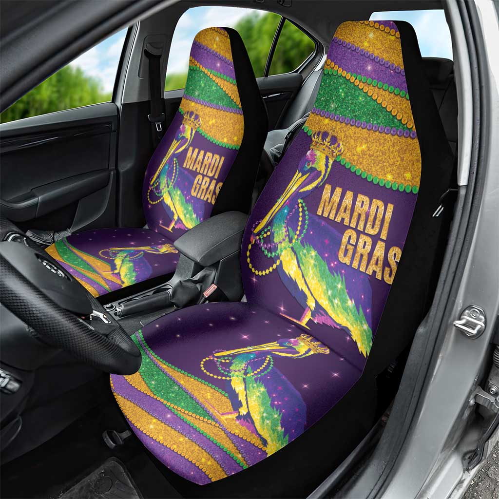 Faux Glitter Mardi Gras Pelican Car Seat Cover - Wonder Print Shop
