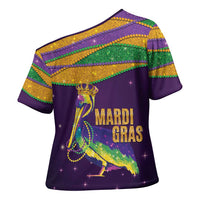 Faux Glitter Mardi Gras Pelican Cross Shoulder Shirt - Wonder Print Shop