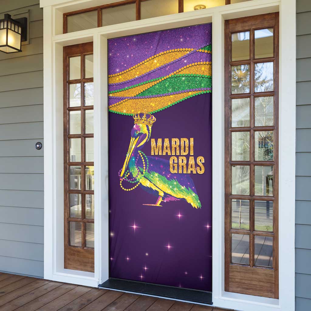Faux Glitter Mardi Gras Pelican Door Cover - Wonder Print Shop