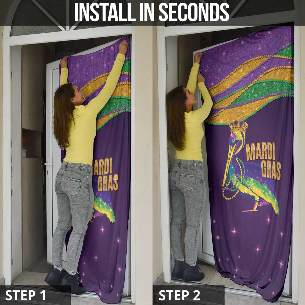 Faux Glitter Mardi Gras Pelican Door Cover - Wonder Print Shop