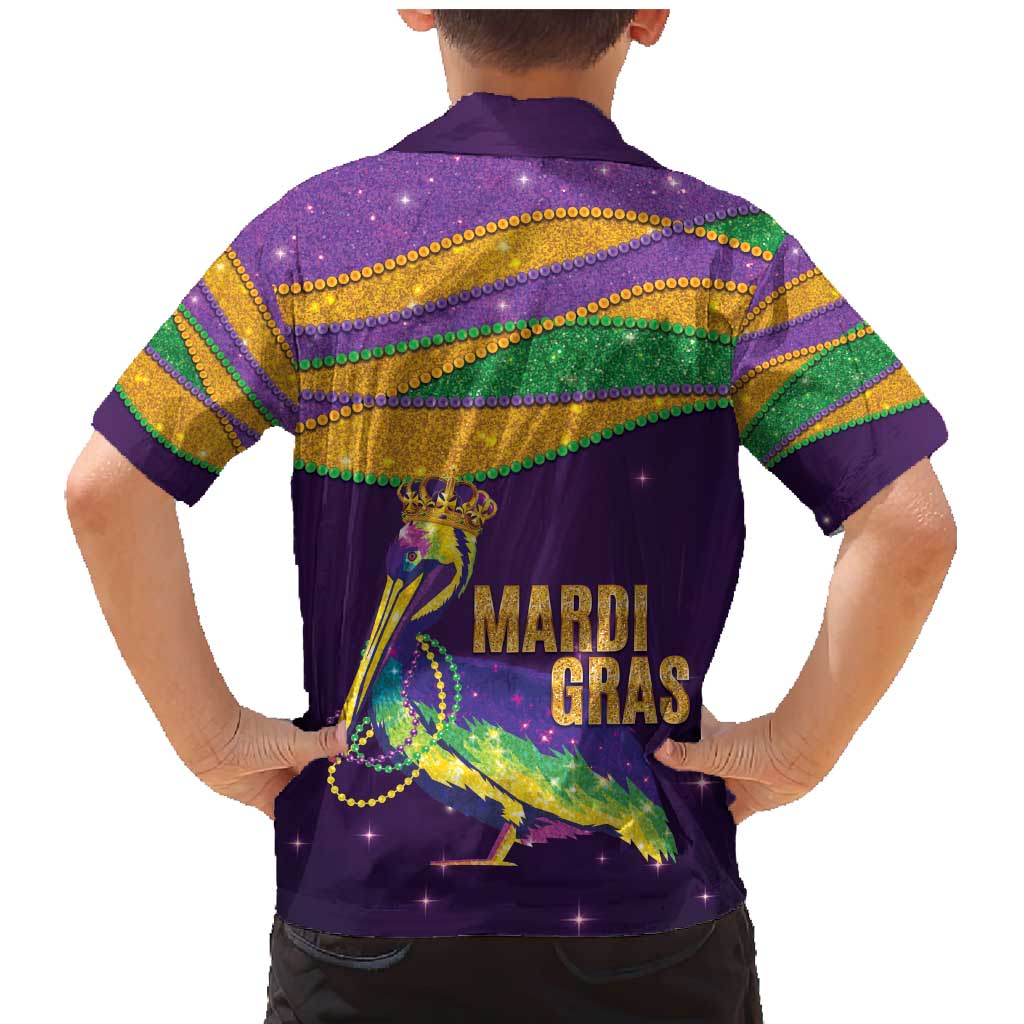 Faux Glitter Mardi Gras Pelican Family Matching Mermaid Dress and Hawaiian Shirt - Wonder Print Shop