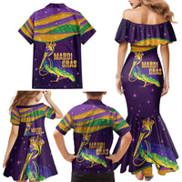 Faux Glitter Mardi Gras Pelican Family Matching Mermaid Dress and Hawaiian Shirt - Wonder Print Shop