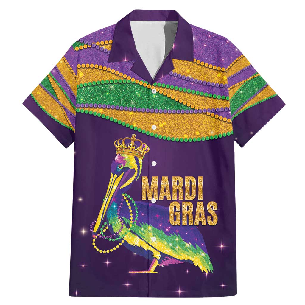 Faux Glitter Mardi Gras Pelican Family Matching Mermaid Dress and Hawaiian Shirt - Wonder Print Shop