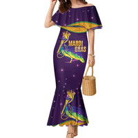 Faux Glitter Mardi Gras Pelican Family Matching Mermaid Dress and Hawaiian Shirt - Wonder Print Shop