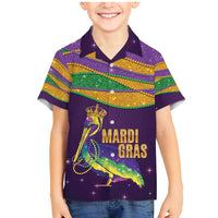 Faux Glitter Mardi Gras Pelican Family Matching Mermaid Dress and Hawaiian Shirt - Wonder Print Shop