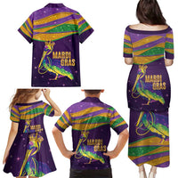 Faux Glitter Mardi Gras Pelican Family Matching Puletasi and Hawaiian Shirt - Wonder Print Shop