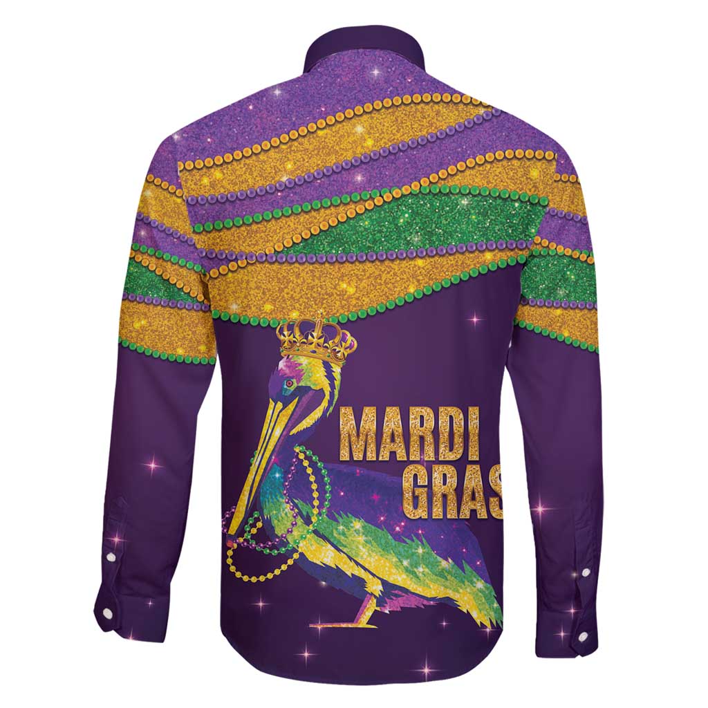 Faux Glitter Mardi Gras Pelican Family Matching Puletasi and Hawaiian Shirt - Wonder Print Shop