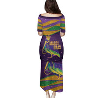 Faux Glitter Mardi Gras Pelican Family Matching Puletasi and Hawaiian Shirt - Wonder Print Shop