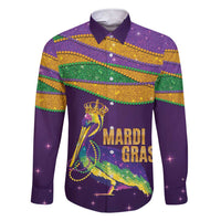 Faux Glitter Mardi Gras Pelican Family Matching Short Sleeve Bodycon Dress and Hawaiian Shirt - Wonder Print Shop