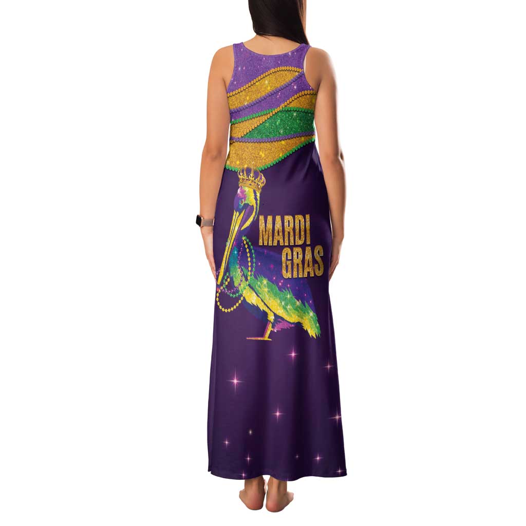 Faux Glitter Mardi Gras Pelican Family Matching Tank Maxi Dress and Hawaiian Shirt - Wonder Print Shop