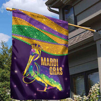 Faux Glitter Mardi Gras Pelican Garden Flag - Wonder Print Shop