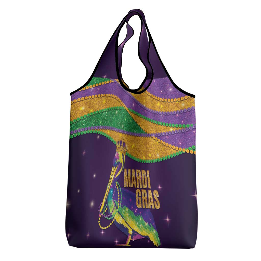 Faux Glitter Mardi Gras Pelican Grocery Bag - Wonder Print Shop