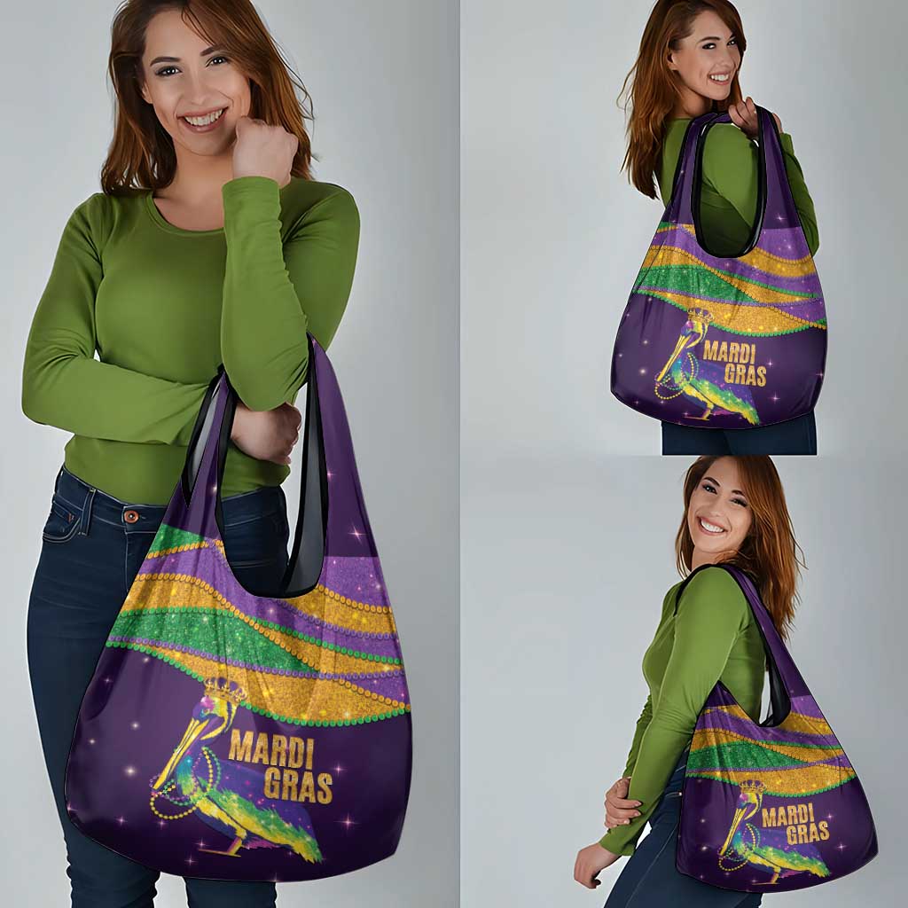 Faux Glitter Mardi Gras Pelican Grocery Bag - Wonder Print Shop