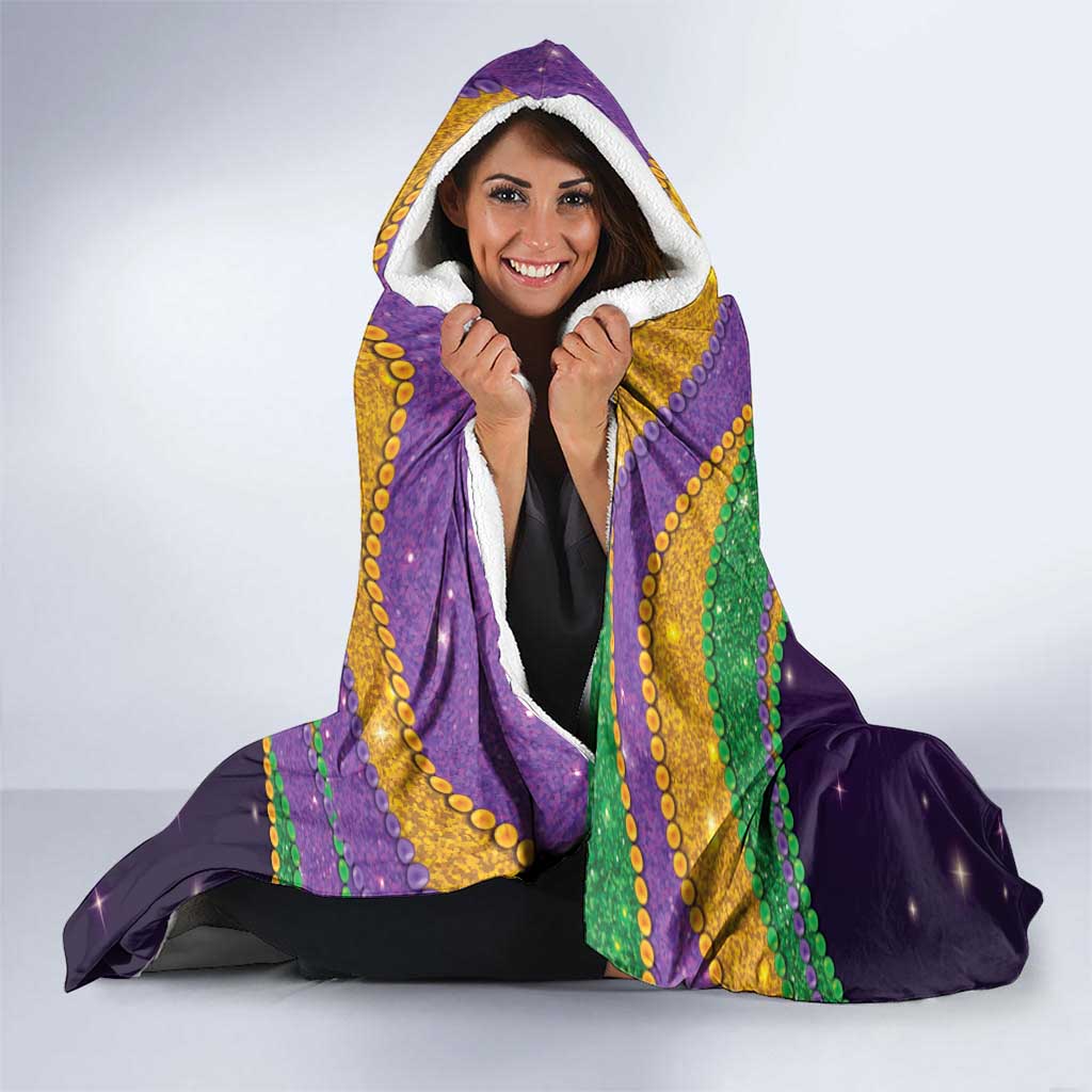 Faux Glitter Mardi Gras Pelican Hooded Blanket - Wonder Print Shop