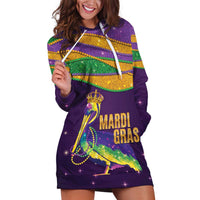 Faux Glitter Mardi Gras Pelican Hoodie Dress - Wonder Print Shop