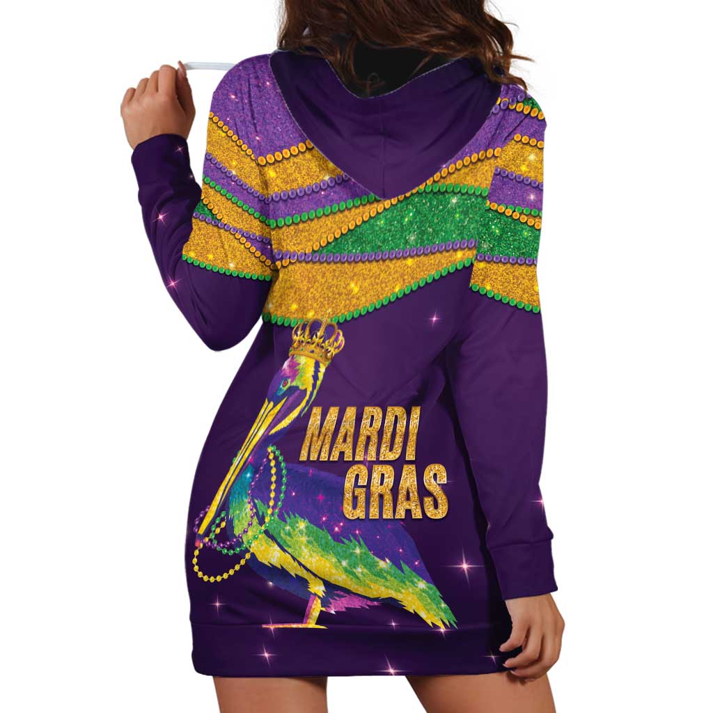 Faux Glitter Mardi Gras Pelican Hoodie Dress - Wonder Print Shop