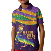 Faux Glitter Mardi Gras Pelican Kid Polo Shirt - Wonder Print Shop