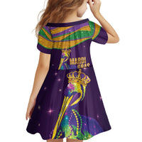 Faux Glitter Mardi Gras Pelican Kid Short Sleeve Dress - Wonder Print Shop