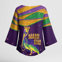 Faux Glitter Mardi Gras Pelican Kimono Sleeve Blouse - Wonder Print Shop