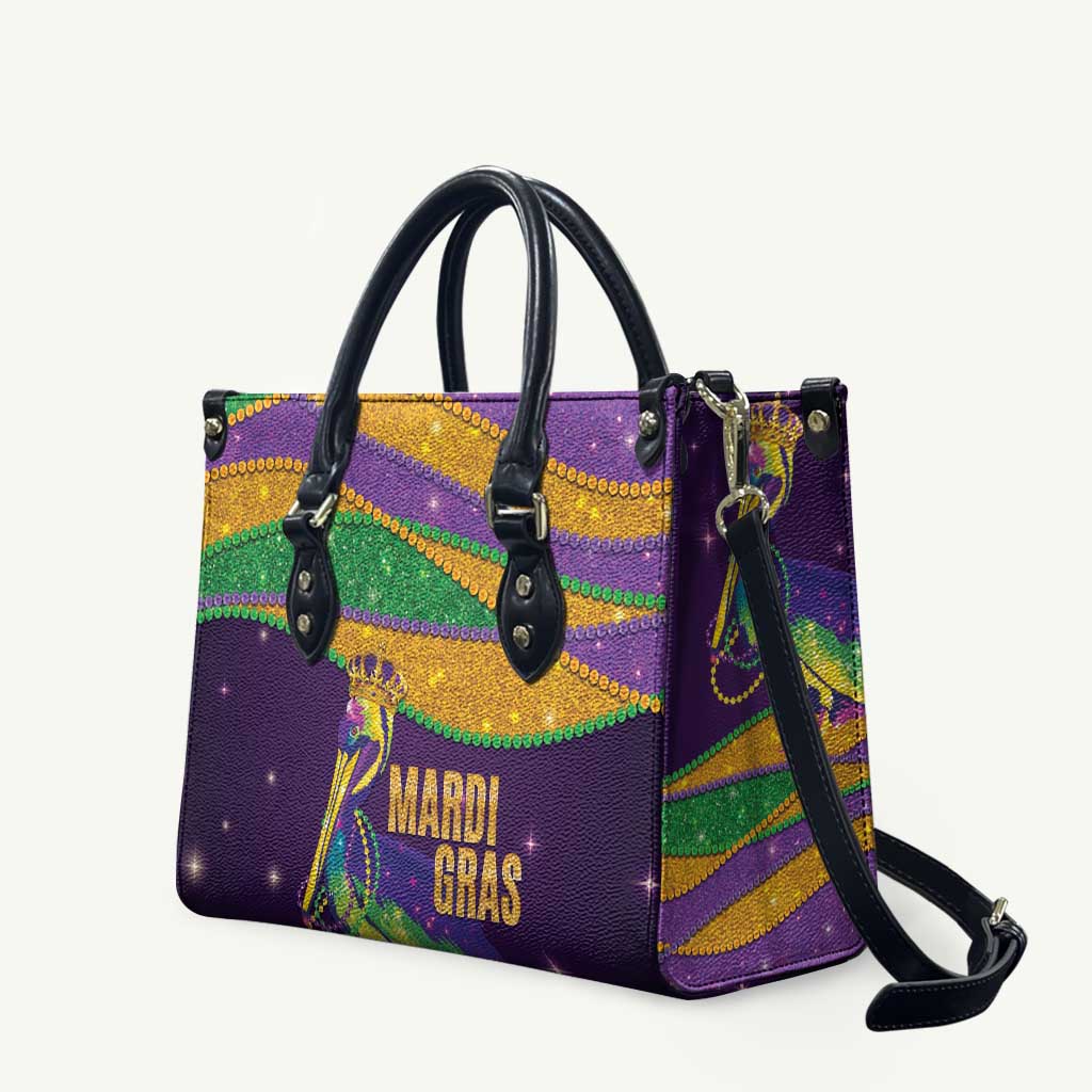 Faux Glitter Mardi Gras Pelican Leather Bag - Wonder Print Shop