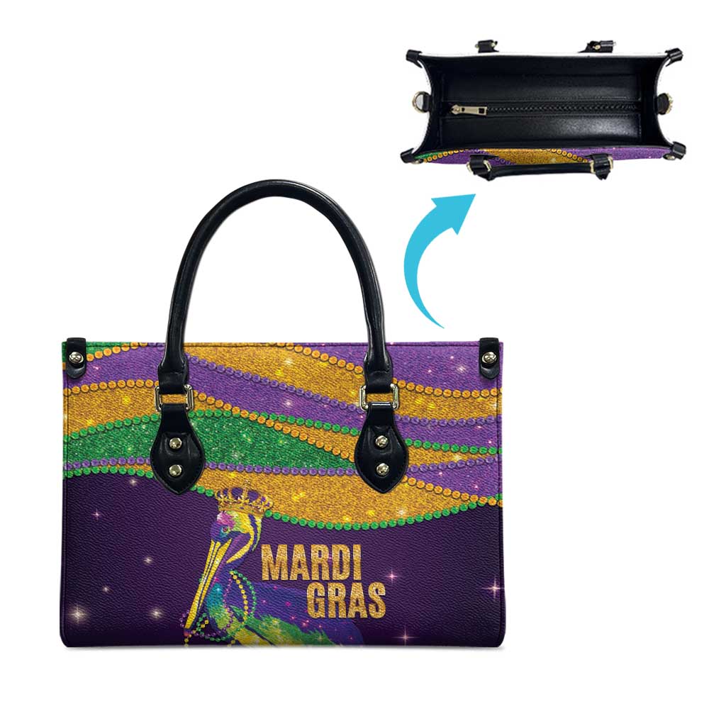Faux Glitter Mardi Gras Pelican Leather Bag - Wonder Print Shop