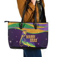Faux Glitter Mardi Gras Pelican Leather Tote Bag - Wonder Print Shop