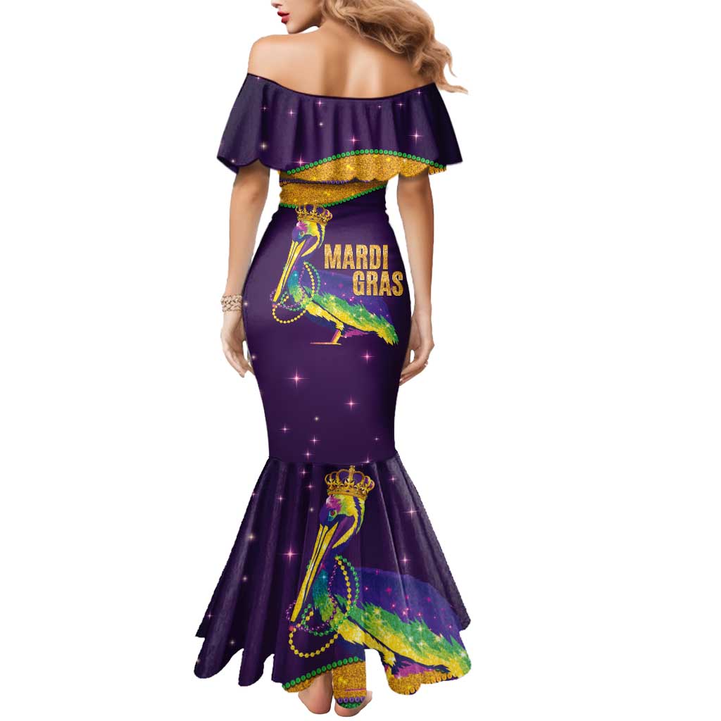 Faux Glitter Mardi Gras Pelican Mermaid Dress - Wonder Print Shop