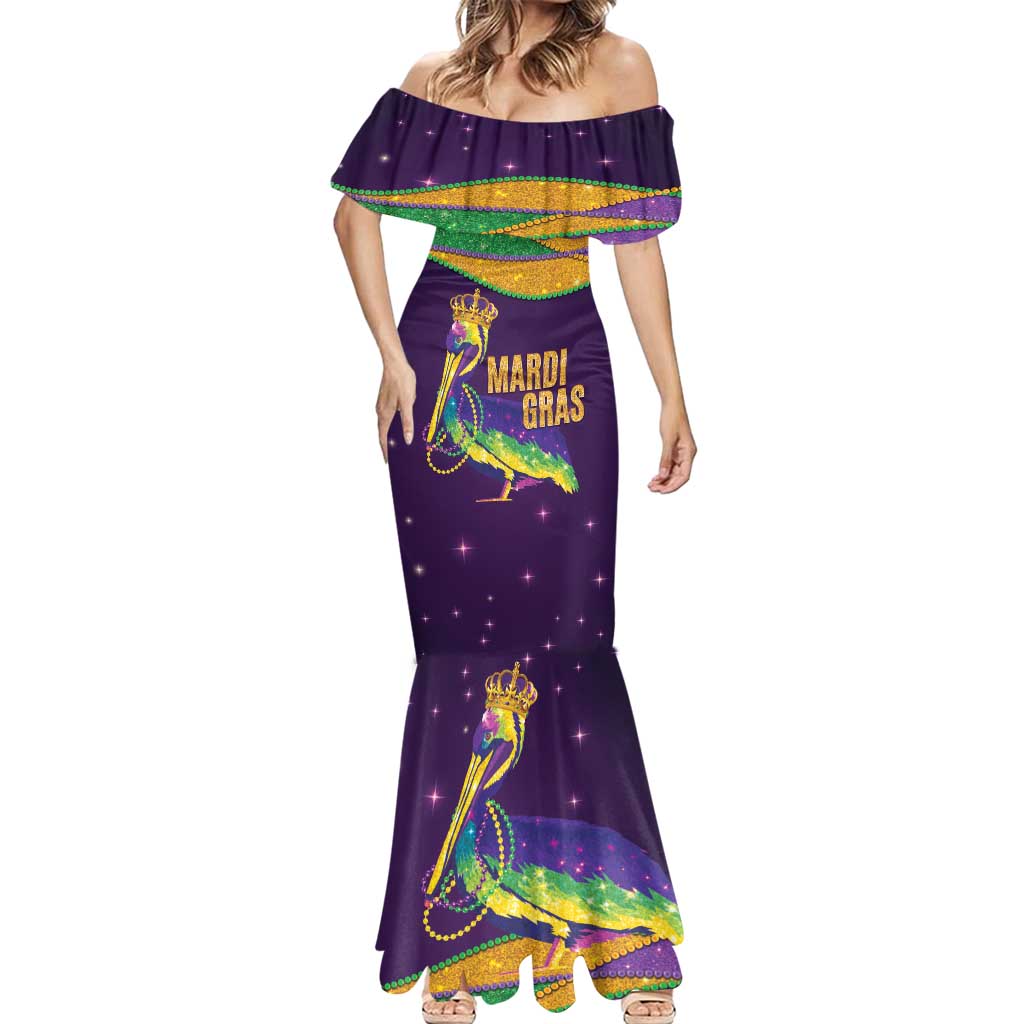 Faux Glitter Mardi Gras Pelican Mermaid Dress - Wonder Print Shop