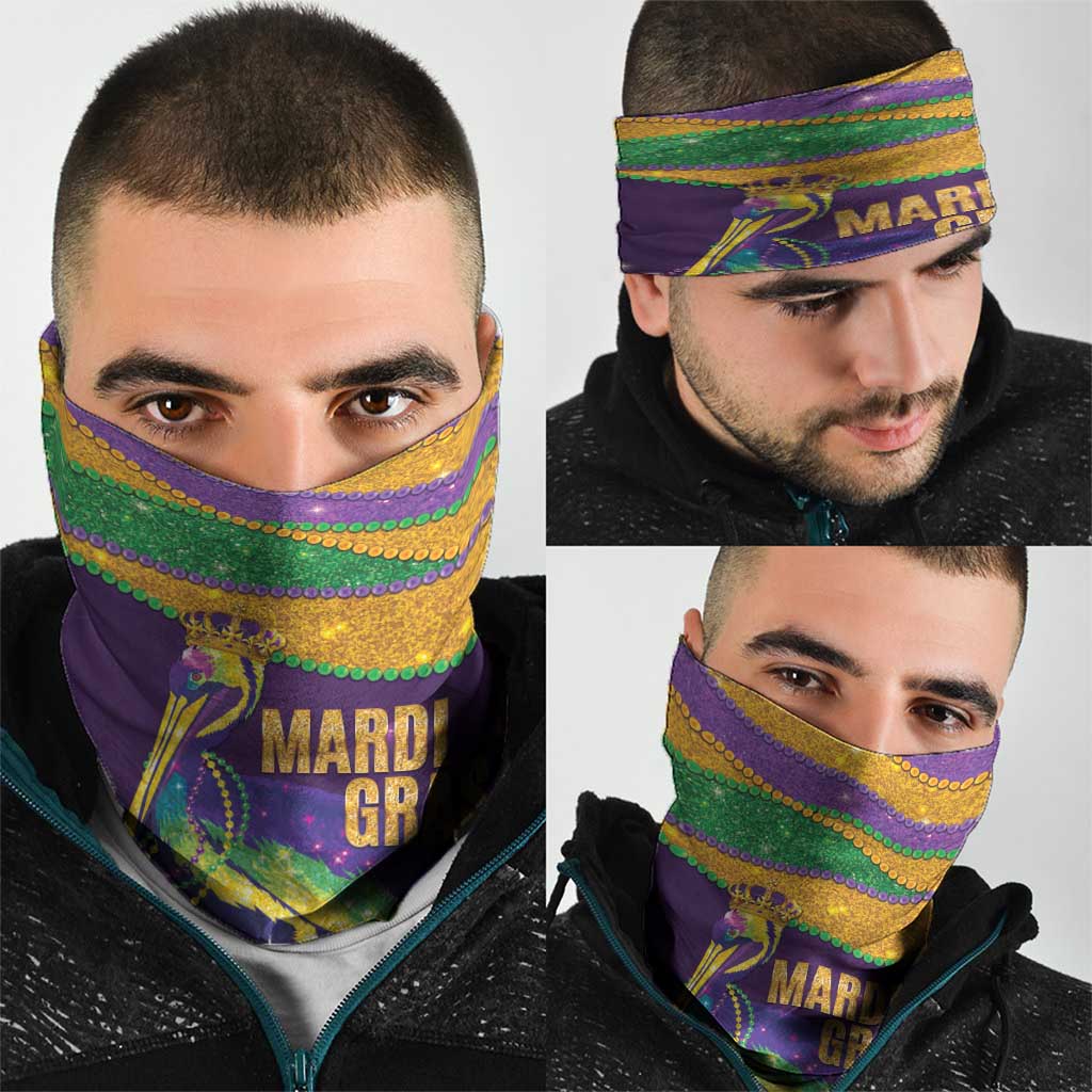 Faux Glitter Mardi Gras Pelican Neck Gaiter - Wonder Print Shop