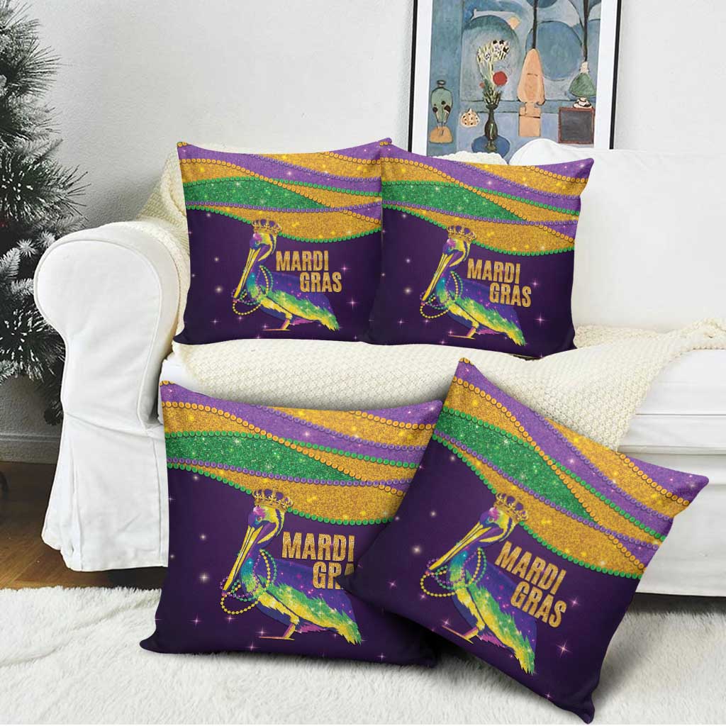 Faux Glitter Mardi Gras Pelican Pillow Cover - Wonder Print Shop