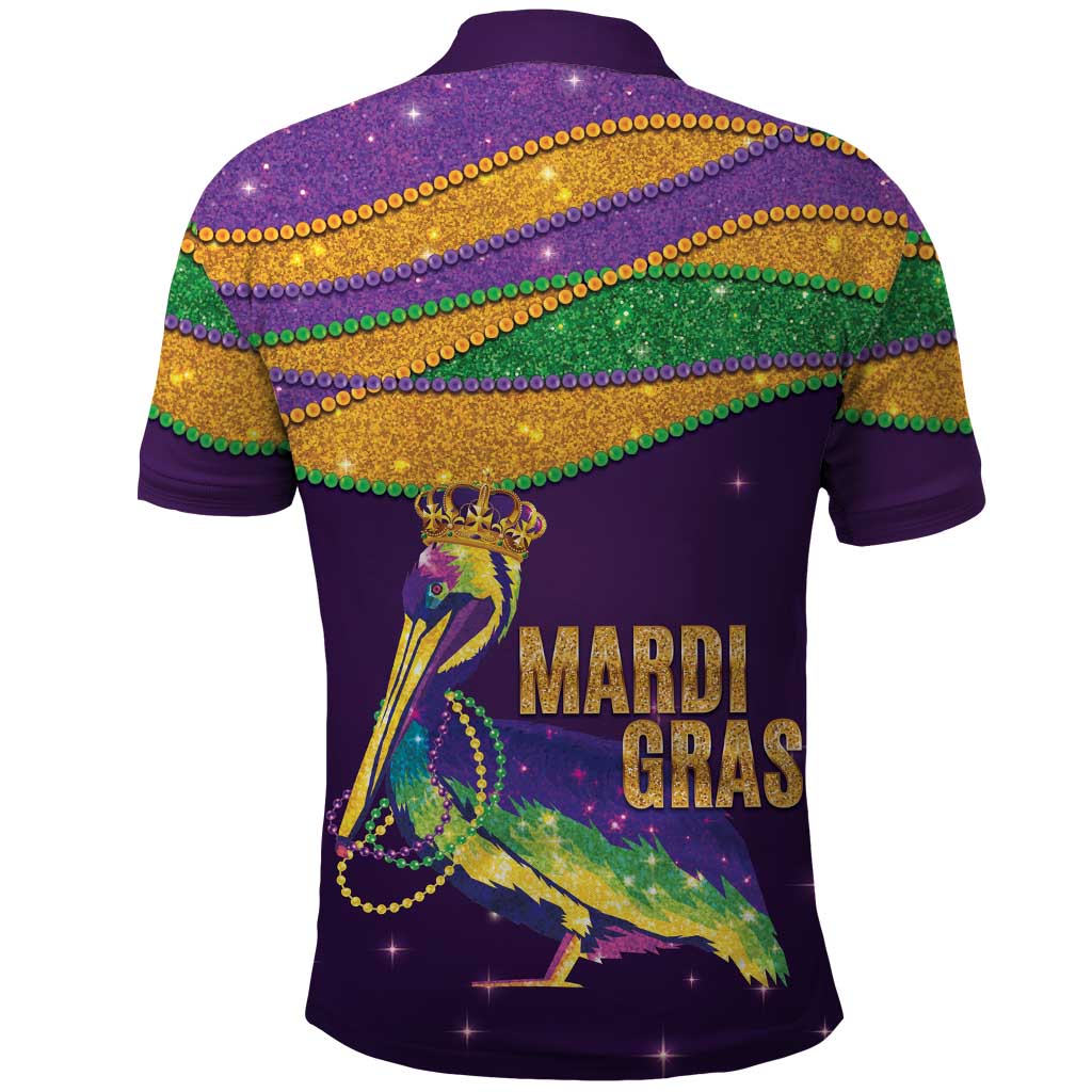 Faux Glitter Mardi Gras Pelican Polo Shirt - Wonder Print Shop