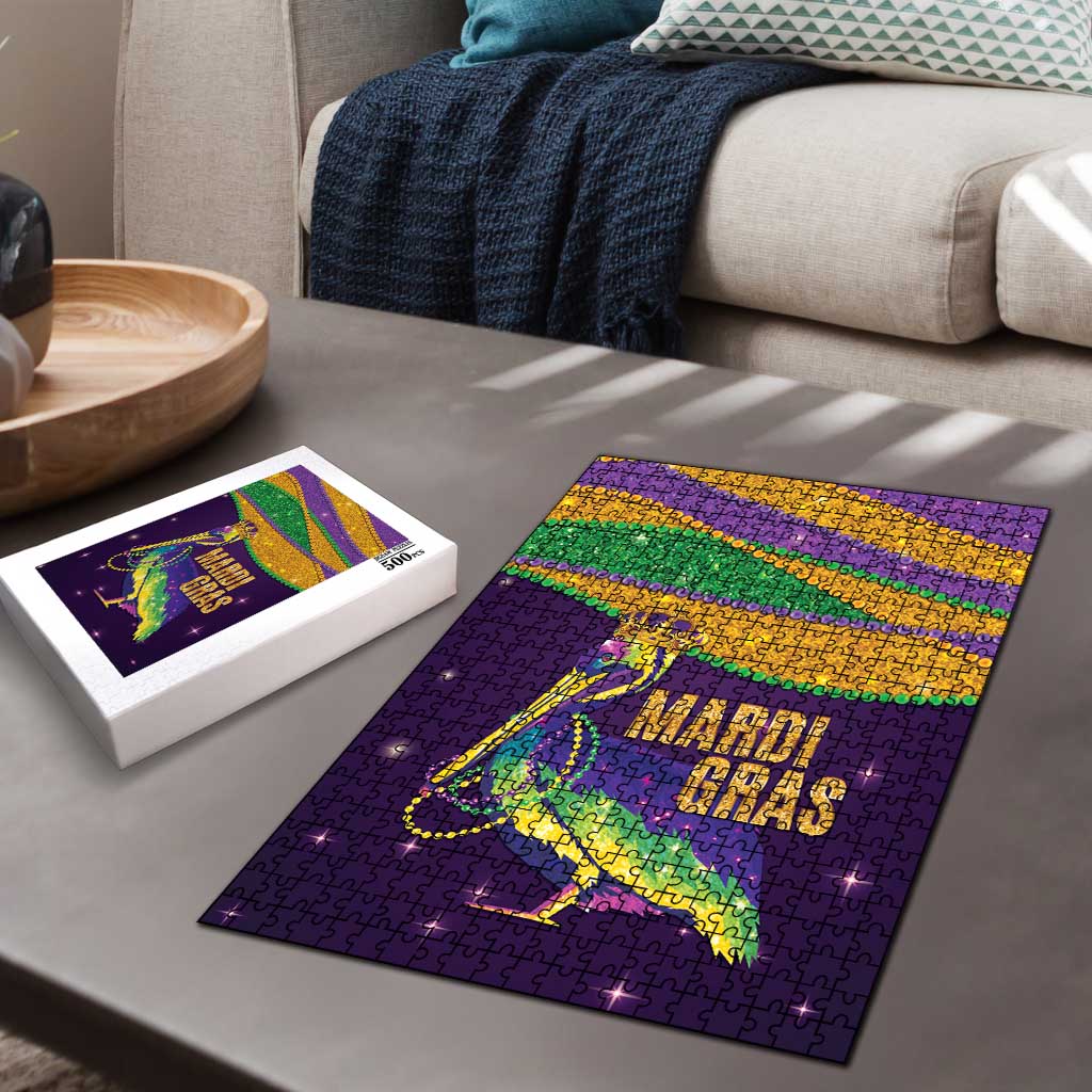 Faux Glitter Mardi Gras Pelican Puzzle - Wonder Print Shop