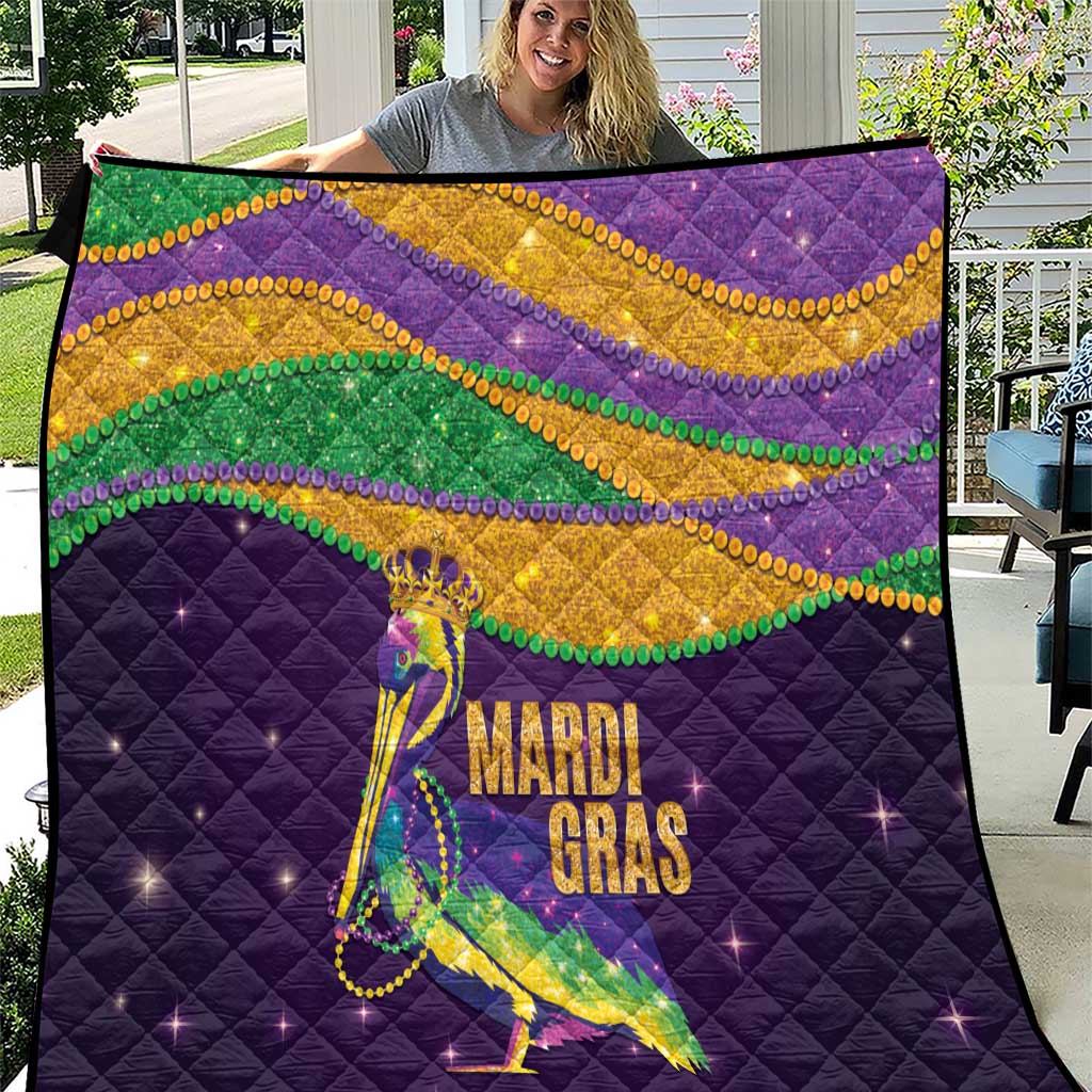 Faux Glitter Mardi Gras Pelican Quilt - Wonder Print Shop