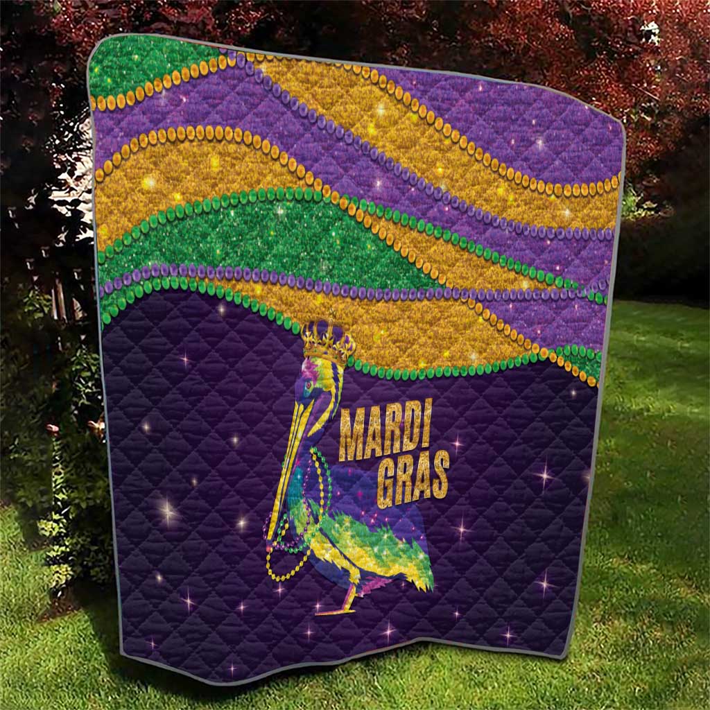 Faux Glitter Mardi Gras Pelican Quilt - Wonder Print Shop