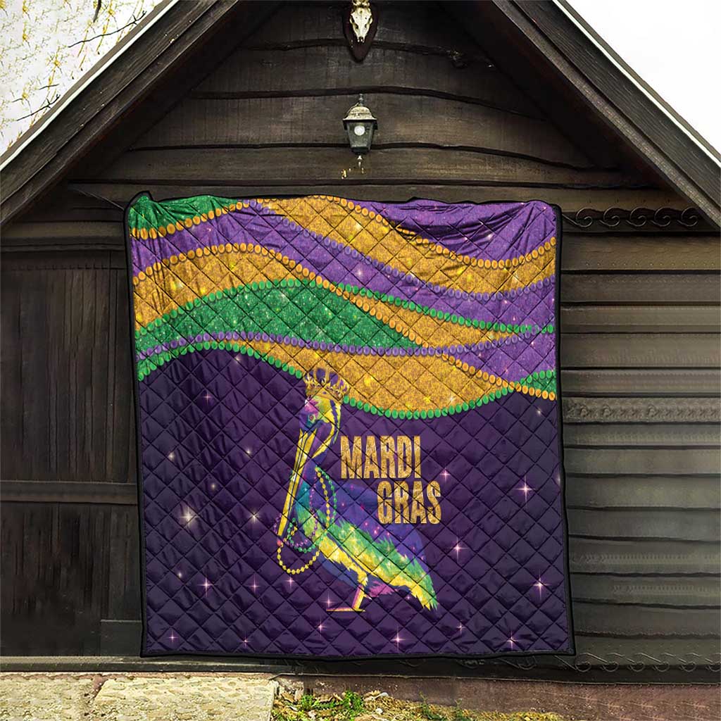 Faux Glitter Mardi Gras Pelican Quilt - Wonder Print Shop