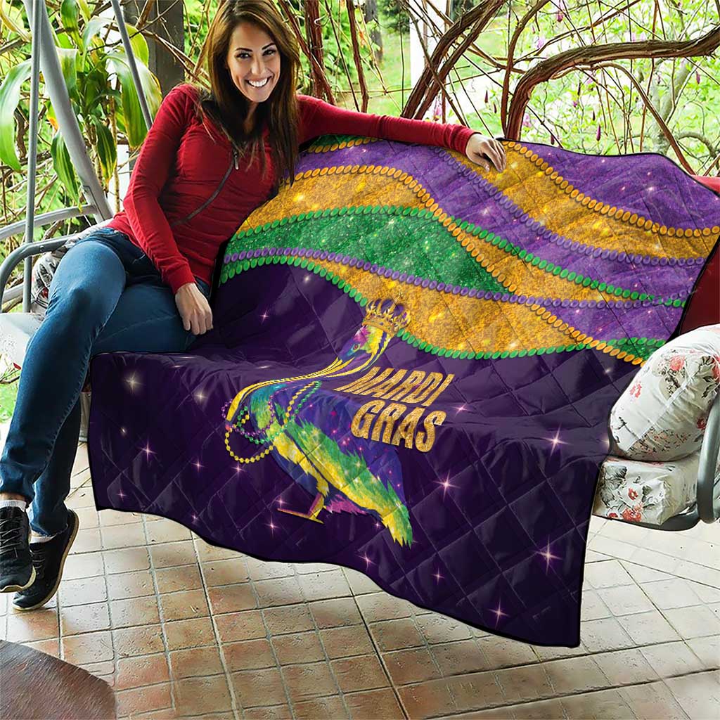 Faux Glitter Mardi Gras Pelican Quilt - Wonder Print Shop