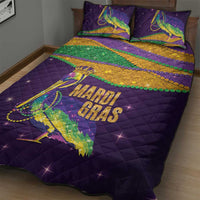 Faux Glitter Mardi Gras Pelican Quilt Bed Set - Wonder Print Shop
