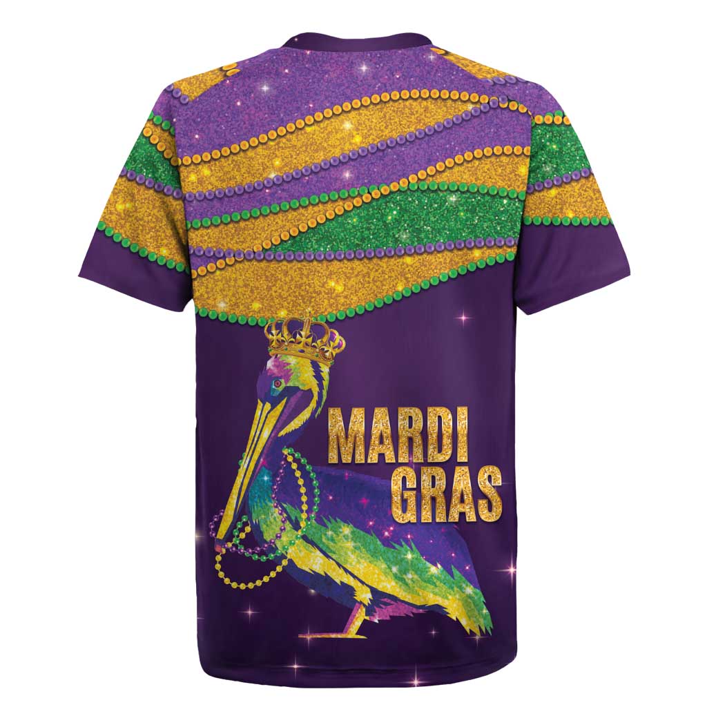 Faux Glitter Mardi Gras Pelican Rugby Jersey - Wonder Print Shop